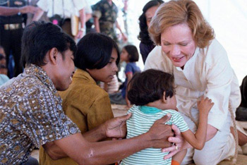 Rosalynn Carter at a camp for Cambodian refugees.