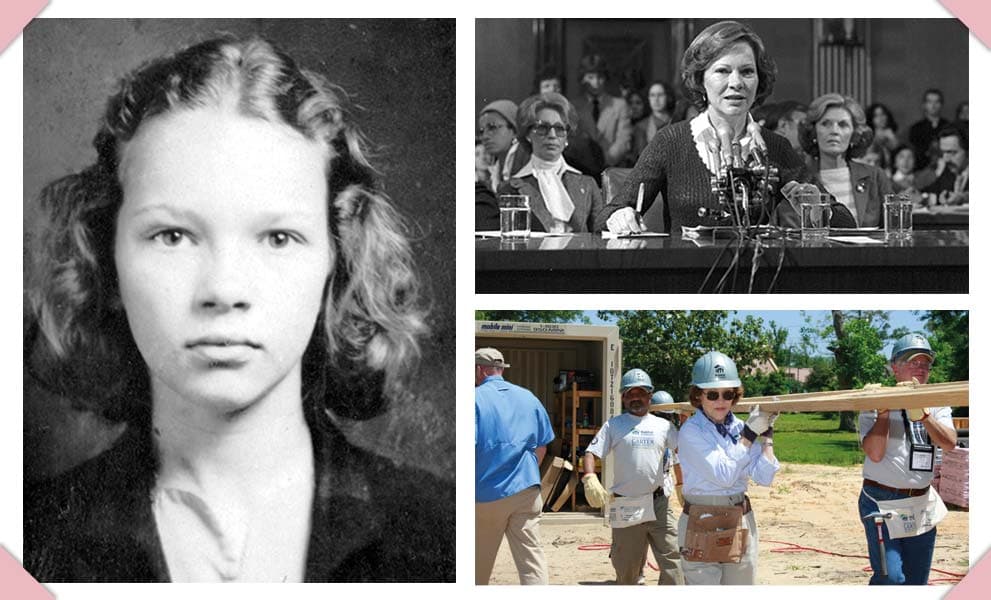 A three-image collage of Rosalynn Carter.