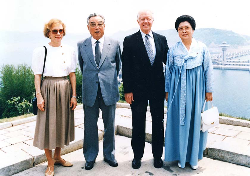 Photo of Jimmy and Rosalynn Carter in North Korea on 1994 with then-President Kim Il-Sung.