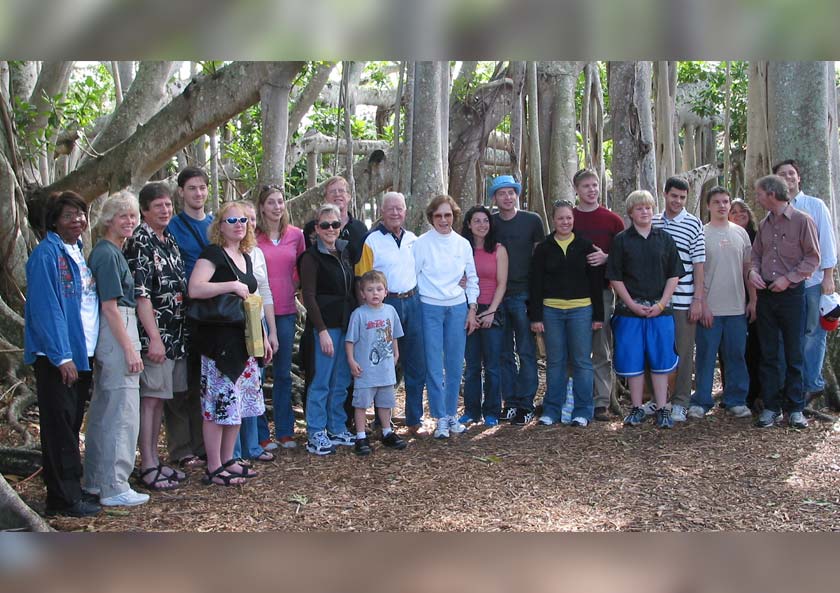 President and Mrs. Carter are surrounded by their children and grandchildren on a family vacation in Florida, 2004.